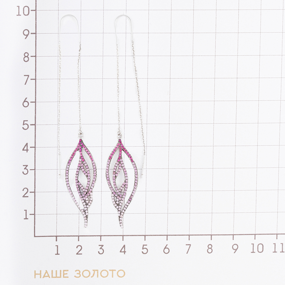 Серебряные серьги протяжки Випголд  со вставками (фианит) ВПС81КЛ