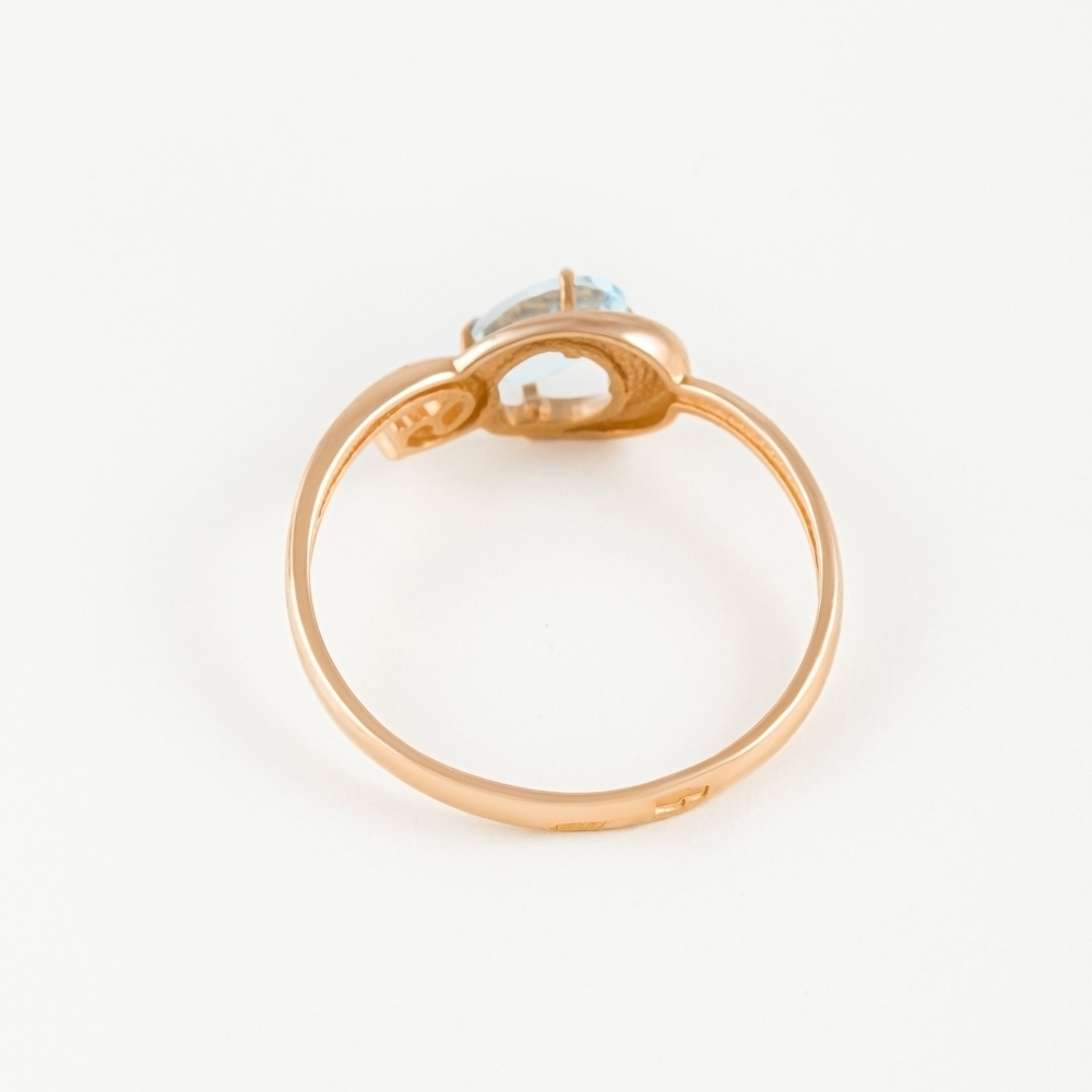 Золотое кольцо Efremof из красного золота 585 пробы со вставками из полудрагоценных камней (топаз и фианит) ЮПК13410902тг, размеры от 16.5 до 18