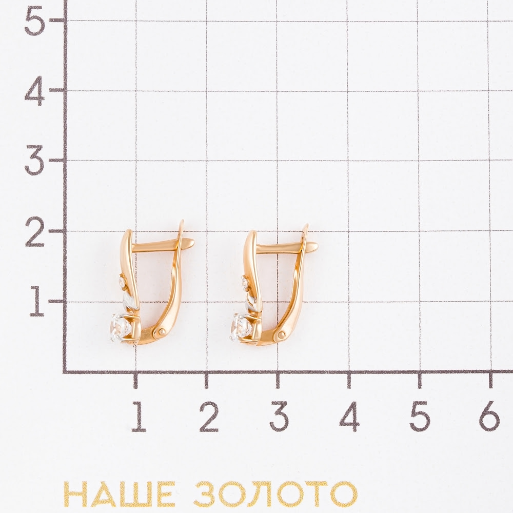 Золотые серьги Золото маккены из красного золота 585 пробы  со вставками (фианит и ) ЮПС13210033