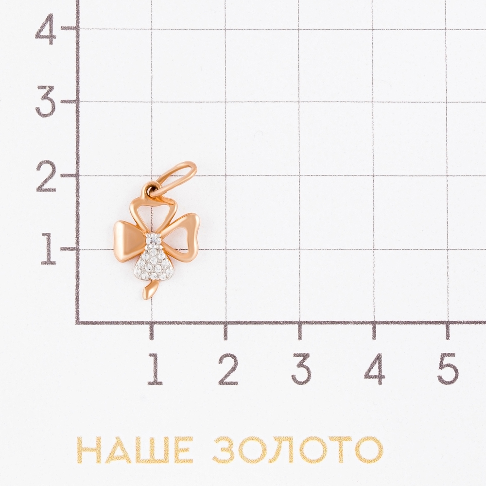 Золотая буква Efremof из красного золота 585 пробы а  со вставками (фианит) ЮПП1320509