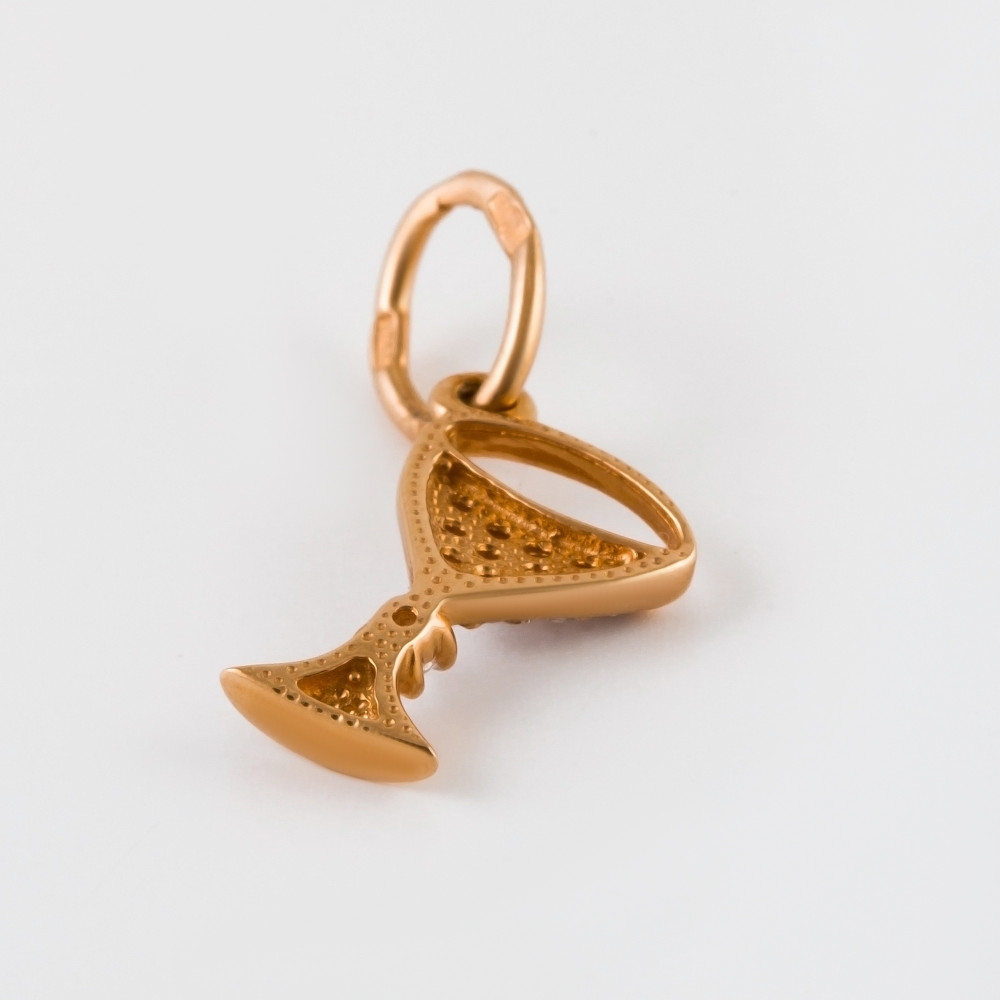 Золотая буква Efremof из красного золота 585 пробы а  со вставками (фианит) ЮПП1320509