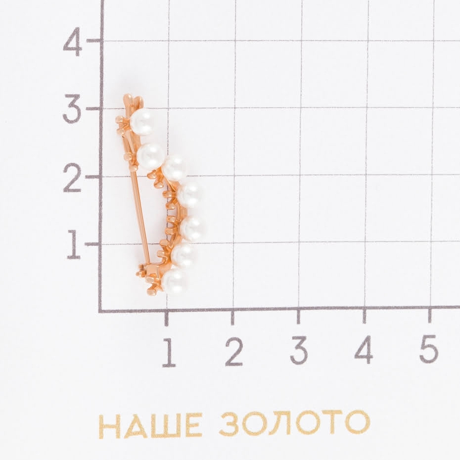 Золотая брошь Efremof из красного золота 585 пробы  со вставками (жемчугом, фианит и жемчугом сваровски) ЮПБШ10612467