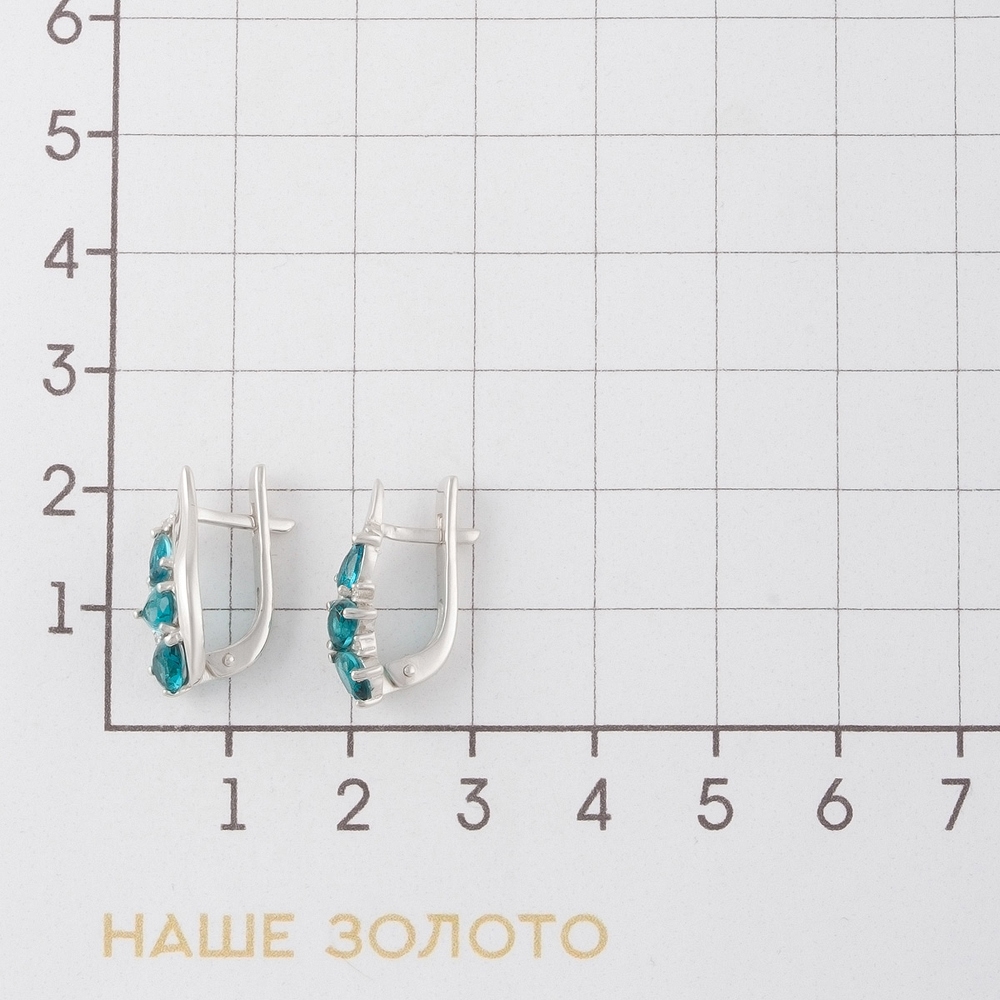 Серебряные серьги Серебро россии со вставками из полудрагоценных камней ( и фианит) РО2-1059Р-111ктл