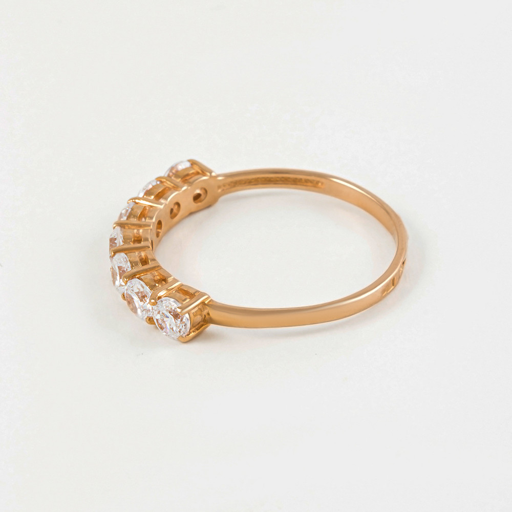Золотое кольцо Берег из красного золота 585 пробы  со вставками (фианит) 2БКЗ5К-01-1172-01, размеры от 15 до 21