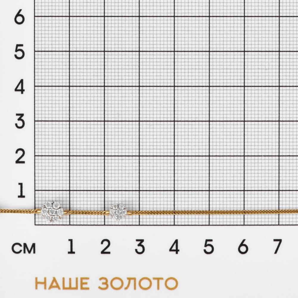 Золотой браслет Ювелирные традиции из красного золота 585 пробы  со вставками (фианит) ЮИБр332-2634, размеры от 17 до 18