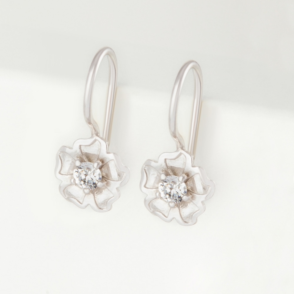 Серебряные серьги детские с фианитами 000-266599 | Купить в рассрочку ...