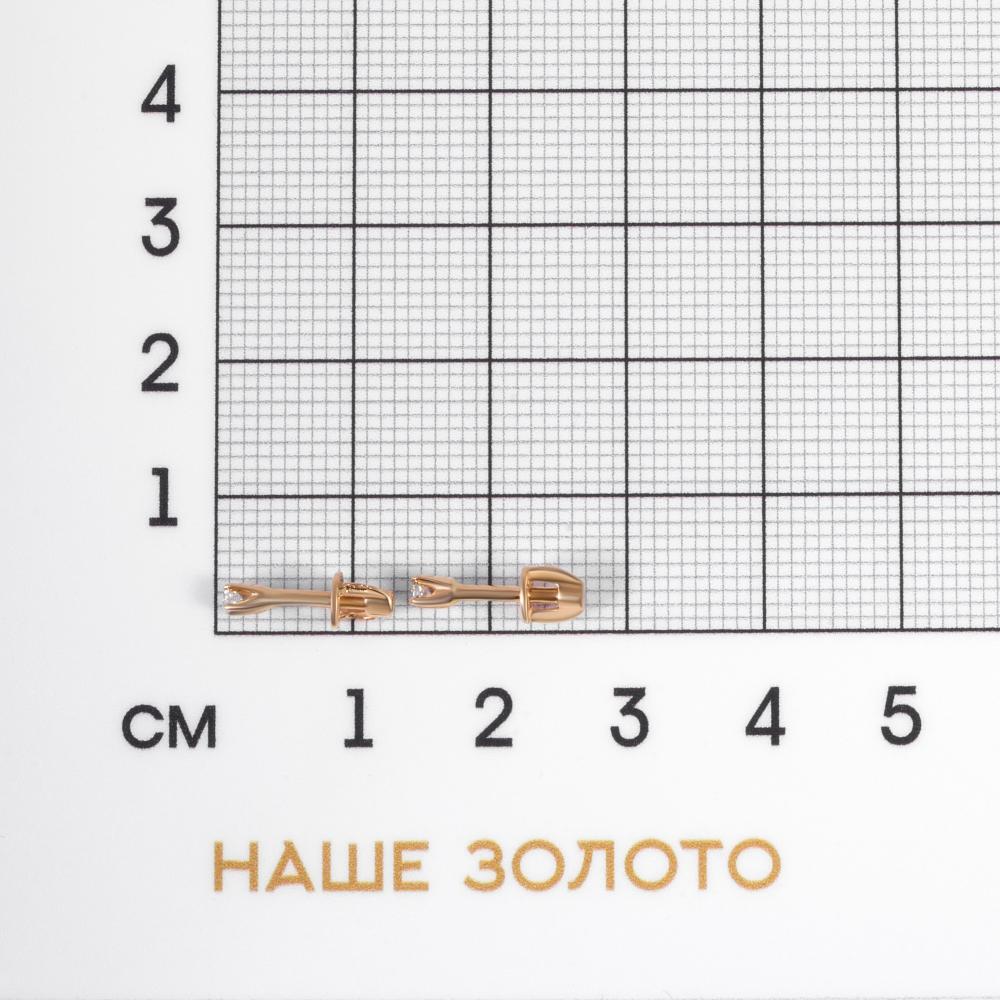 Золотые серьги гвоздики Иллада  из красного золота 585 пробы  со вставками (фианит) 2И05-0005