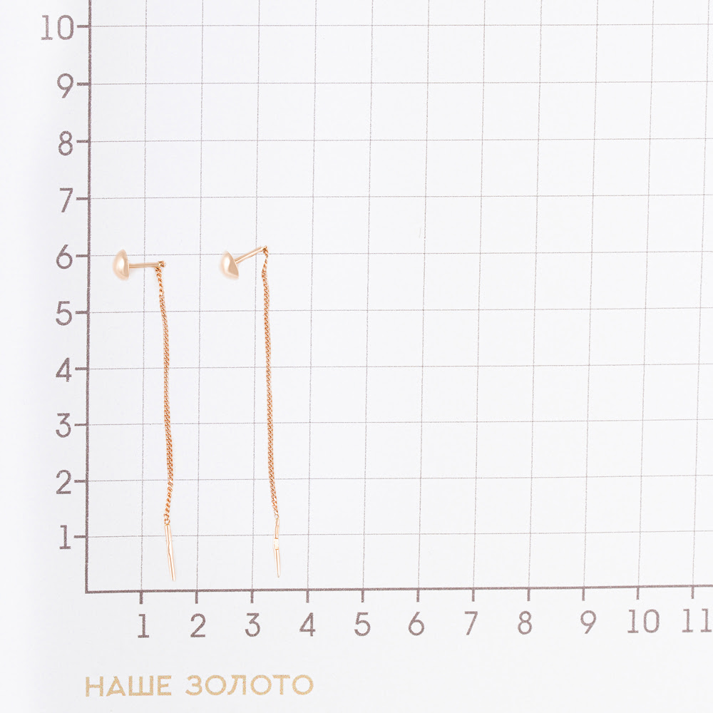 Золотые серьги протяжки Иллада  из красного золота 585 пробы 2И140037