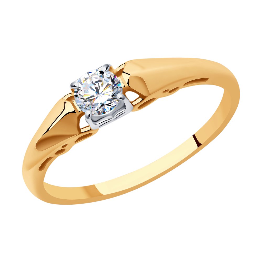 Золотое кольцо Sokolov из красного золота 585 пробы  со вставками (фианит) ДИ017559, размеры от 16 до 18.5