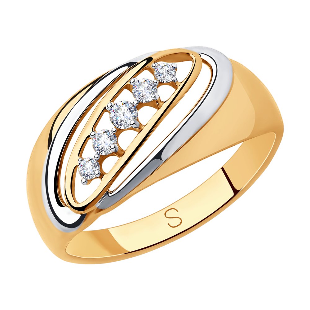 Золотое кольцо Sokolov из красного золота 585 пробы  со вставками (фианит) ДИ018252, размеры от 17 до 21