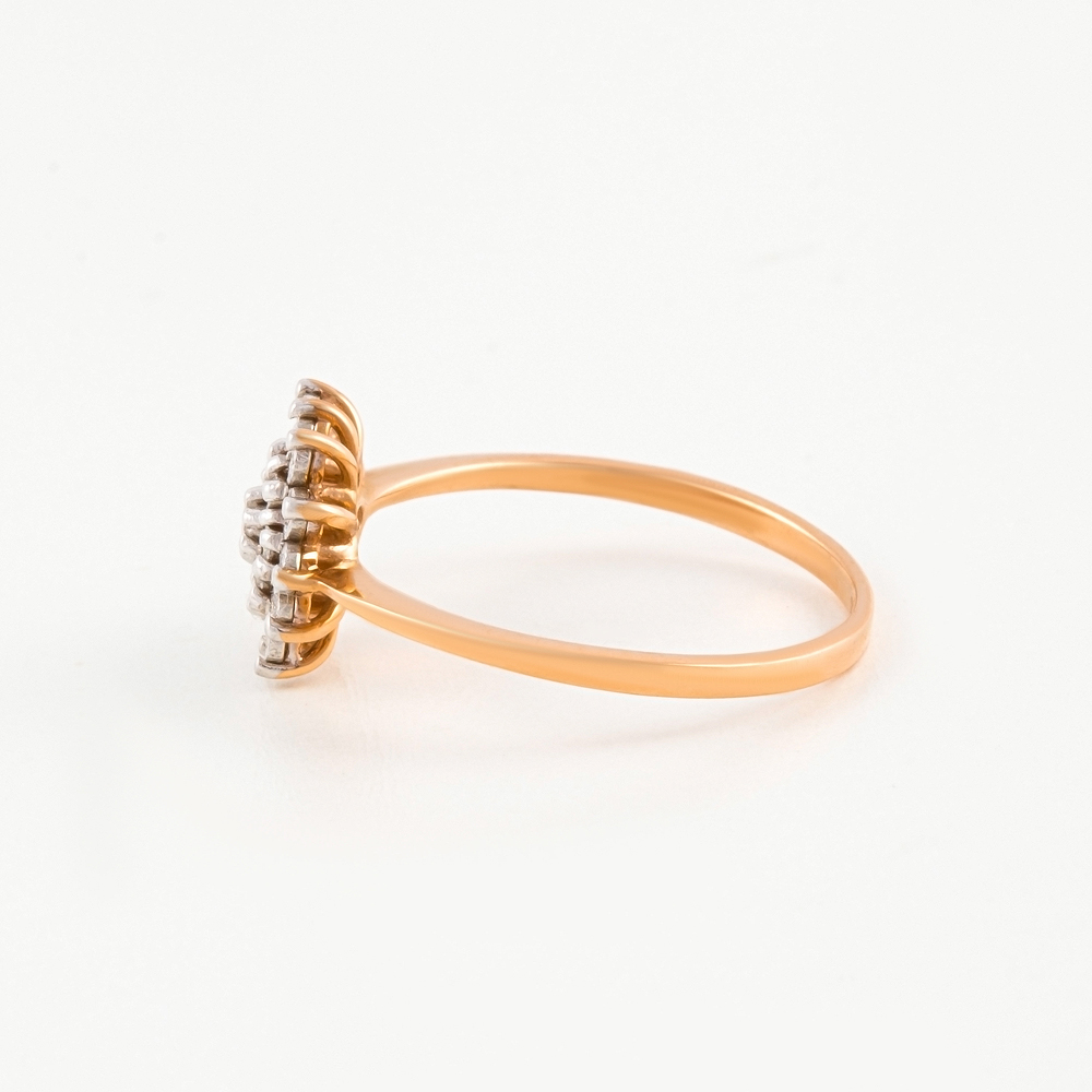 Золотое кольцо Альфа-карат из красного золота 585 пробы со вставками из драгоценных камней (бриллиант) КРК3218533/9, размеры от 16 до 17.5