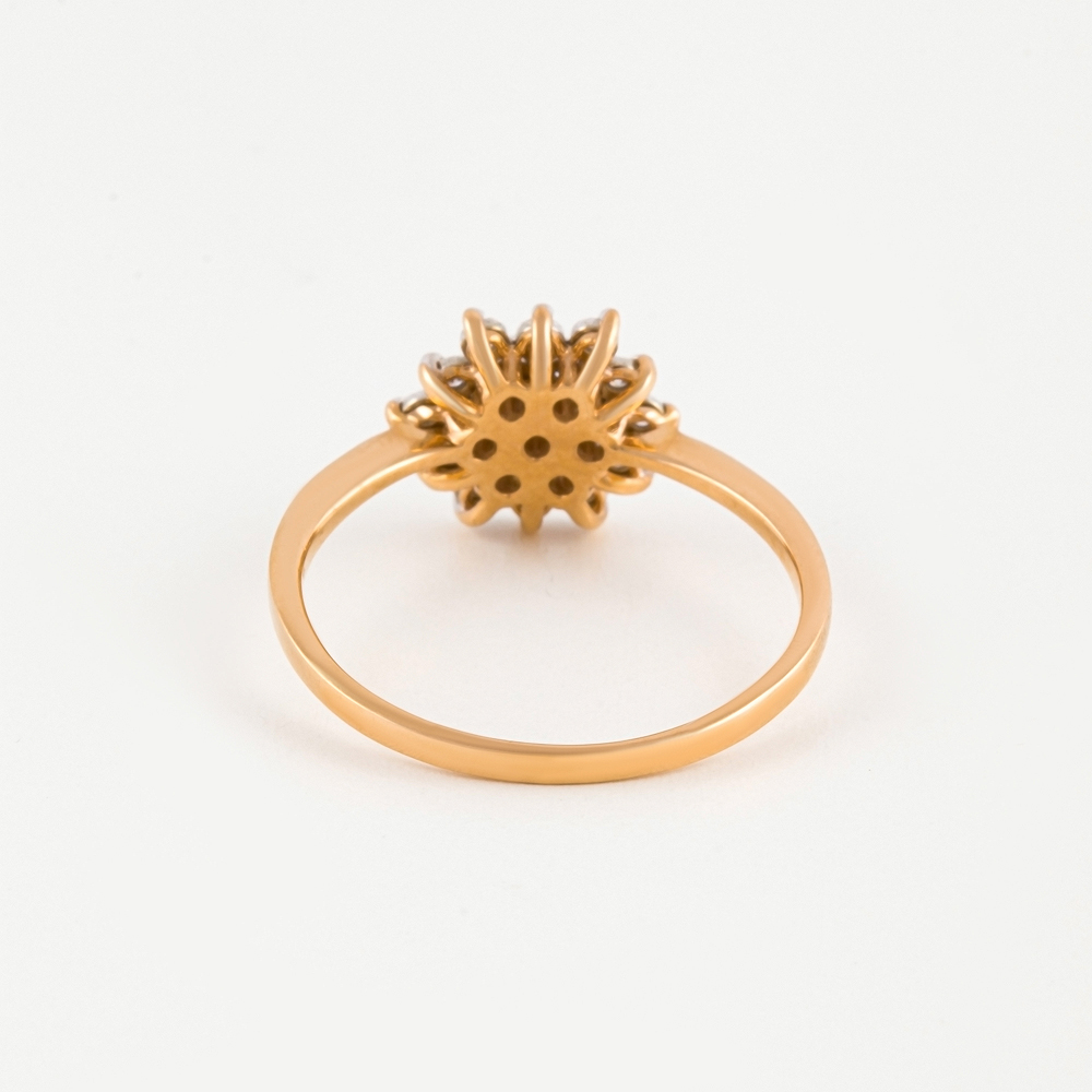 Золотое кольцо Альфа-карат из красного золота 585 пробы со вставками из драгоценных камней (бриллиант) КРК3218533/9, размеры от 16 до 17.5