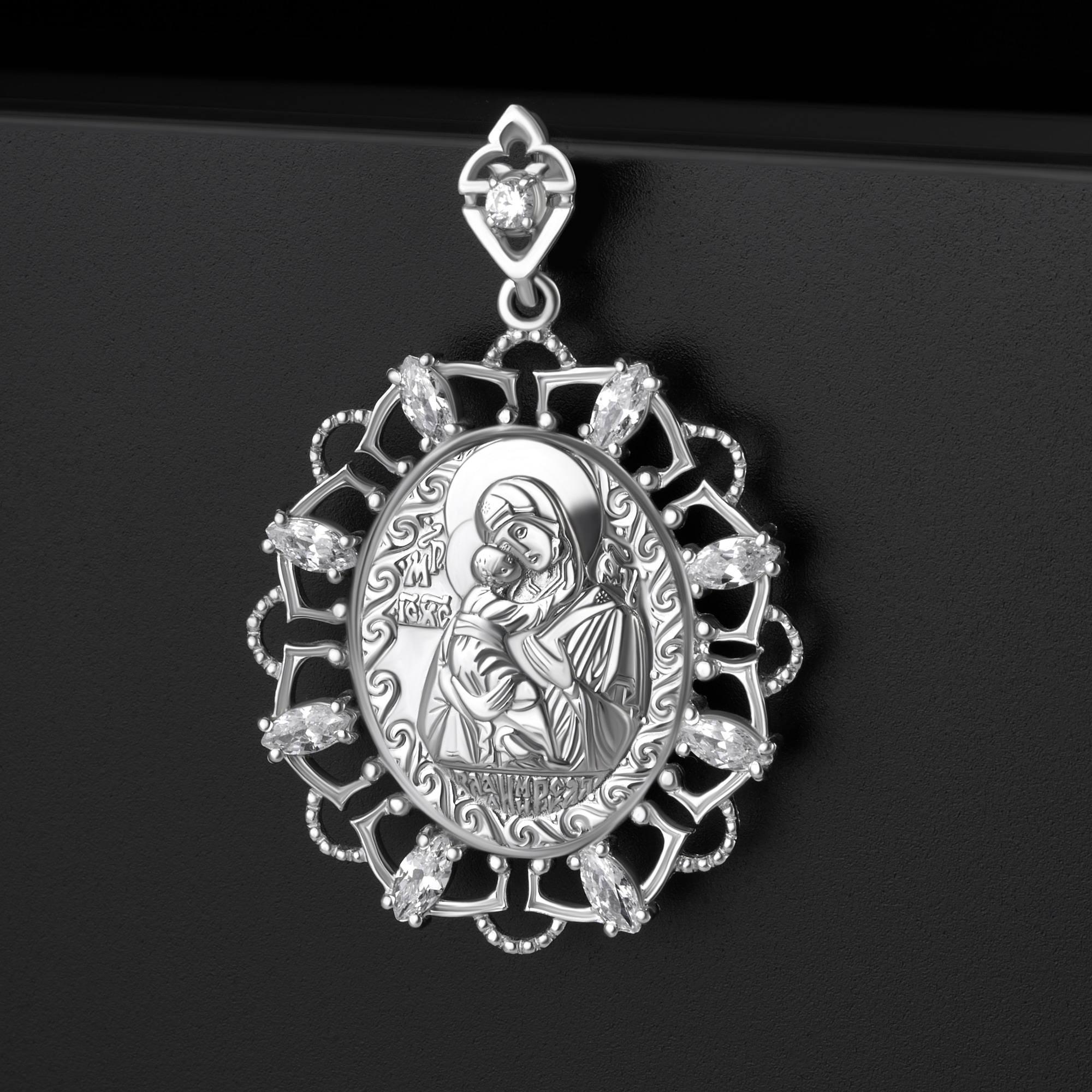 Серебряная иконка Золотая подкова  со вставками (фианит) ЯВ8551С