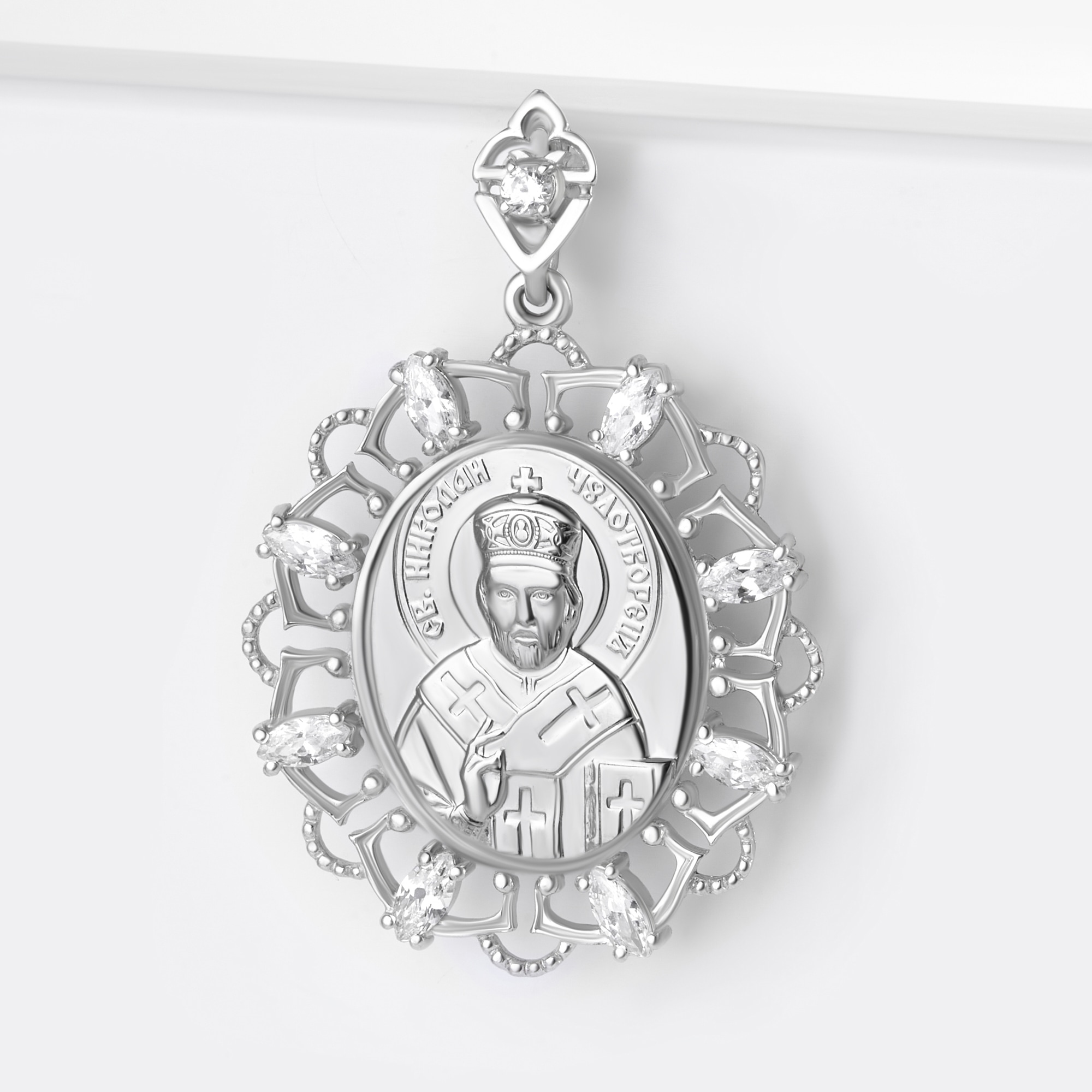 Серебряная иконка Золотая подкова  со вставками (фианит) ЯВ8552С