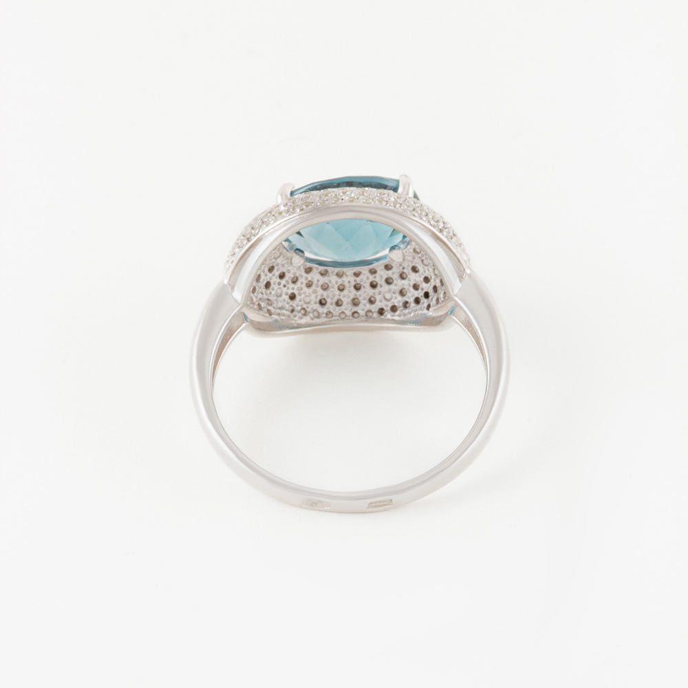 Серебряное кольцо Вероника со вставками из полудрагоценных камней (топаз и фианит) 3ВК620-021ТЛ, размеры от 17.5 до 18.5