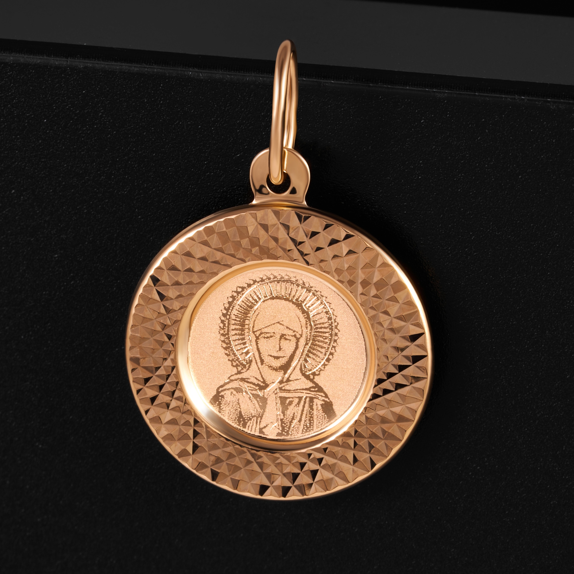 Золотая иконка Голден глоб из красного золота 585 пробы ГГКрМматрона