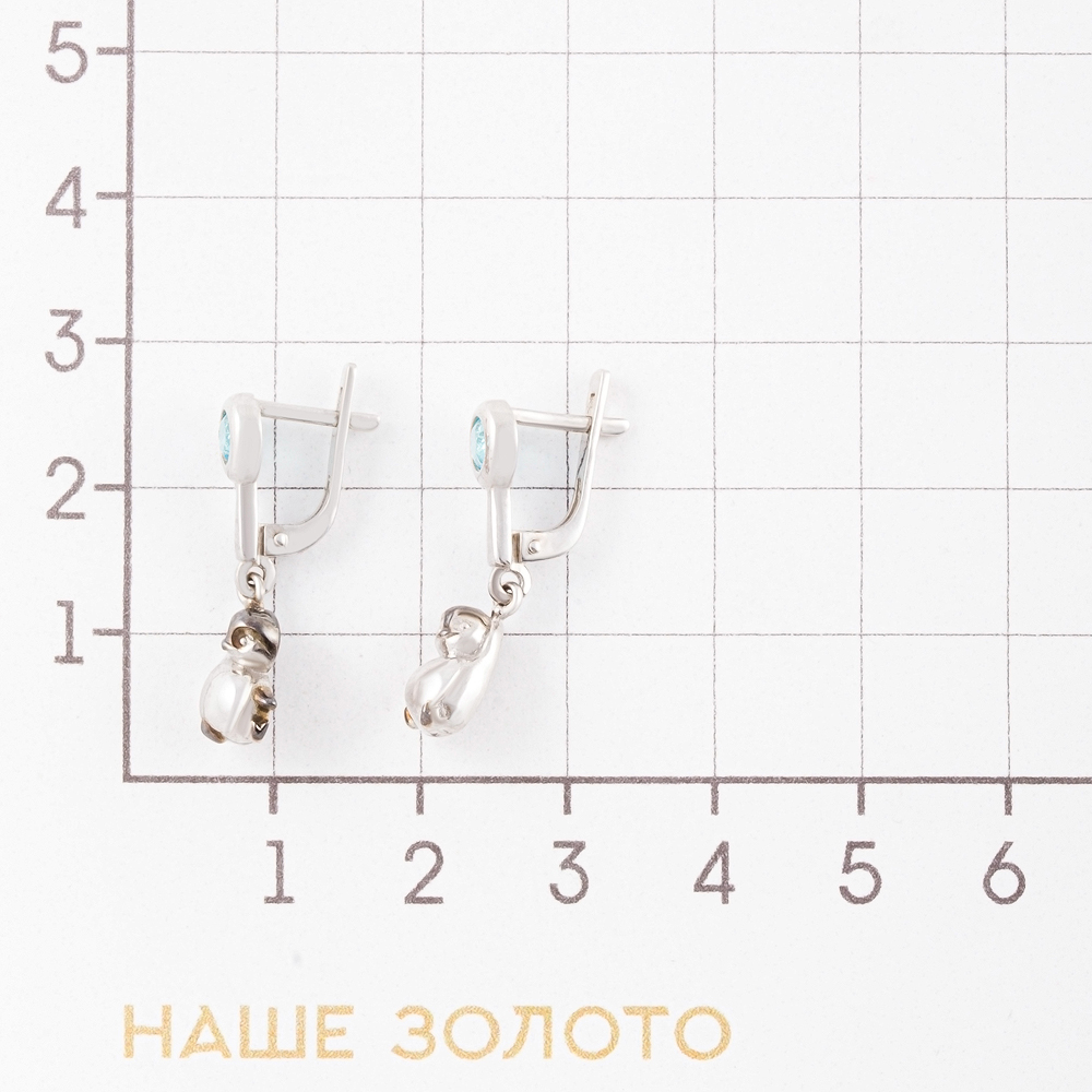 Серебряные серьги детские Альфа юг  со вставками ( и фианит) ЮХДС10