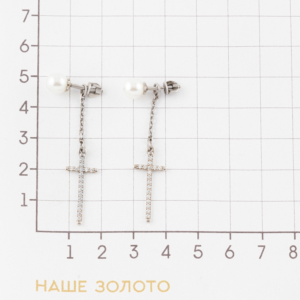 Серебряные серьги гвоздики Вознесенский  со вставками ( и фианит) 6В12-0275