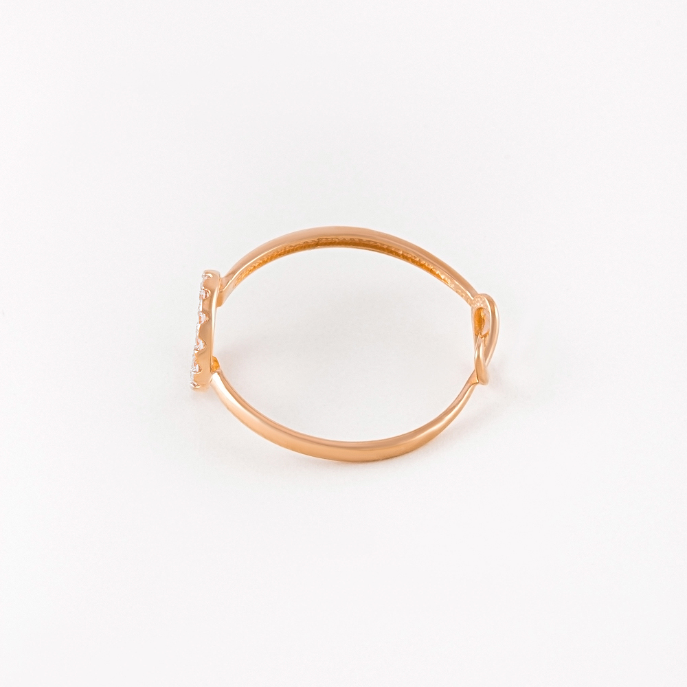 Золотое кольцо Санис из красного золота 585 пробы  со вставками (фианит) СН01-115284, размеры от 15.5 до 17