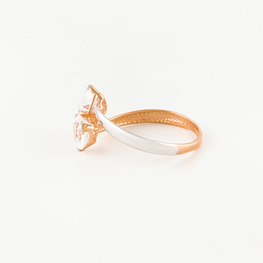 Золотое кольцо Санис из красного золота 585 пробы  со вставками (фианит) СН01-114364, размеры от 15 до 18.5