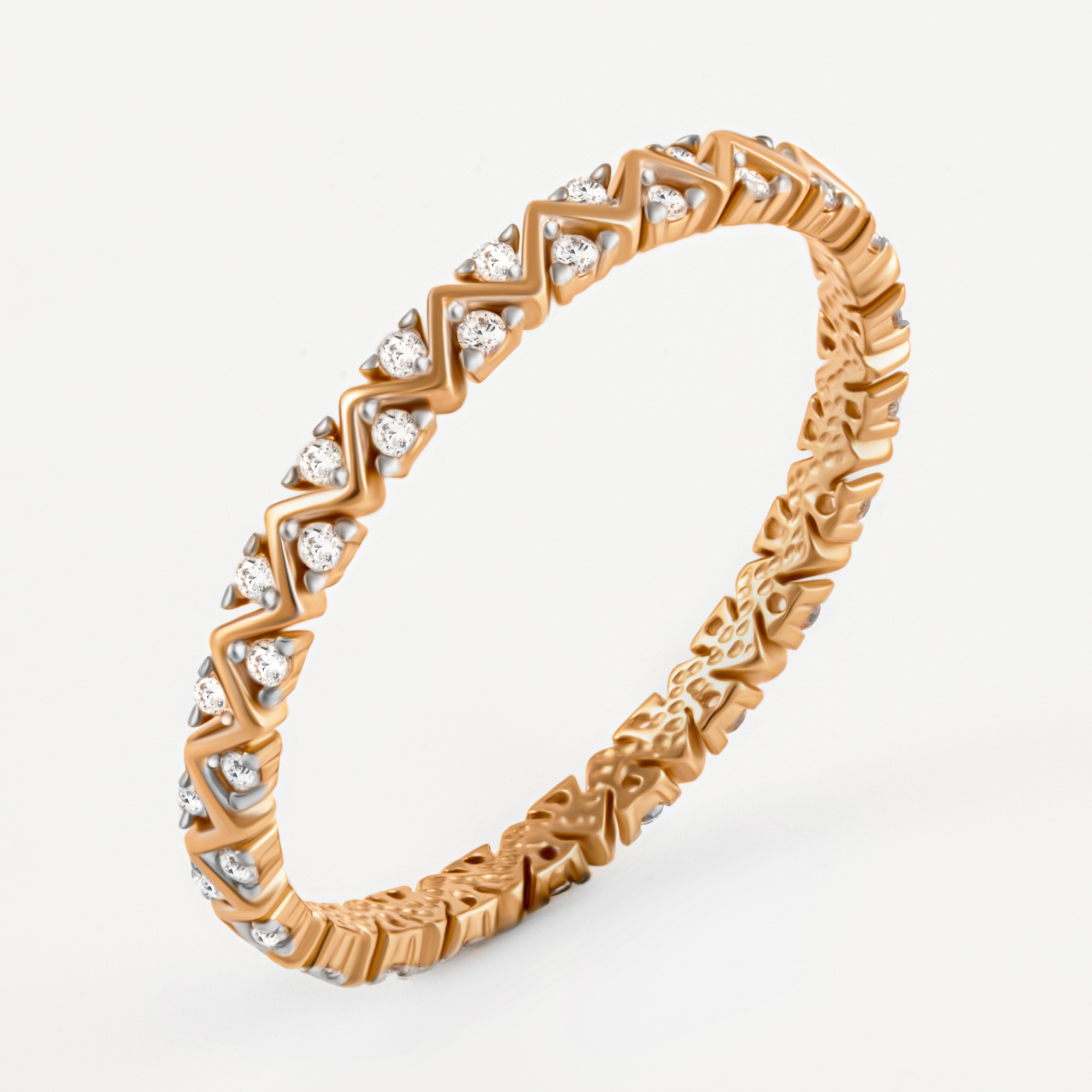 Золотое кольцо Санис из красного золота 585 пробы  со вставками (фианит) СН01-115018, размеры от 15.5 до 18