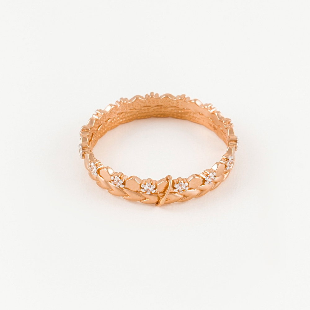 Золотое кольцо Санис из красного золота 585 пробы  со вставками (фианит) СН01-114993, размеры от 15.5 до 17.5