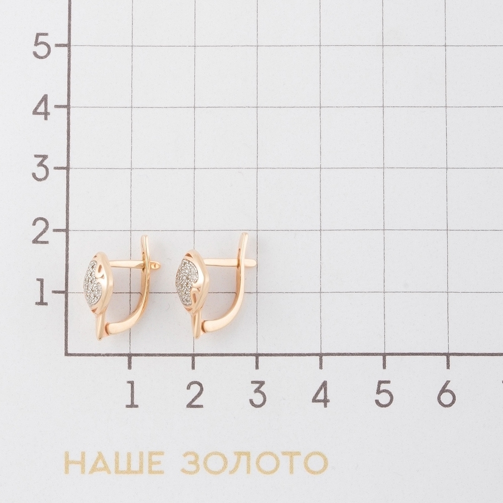 Золотые серьги Садко из красного золота 585 пробы со вставками из драгоценных камней (бриллиант) СК0202855