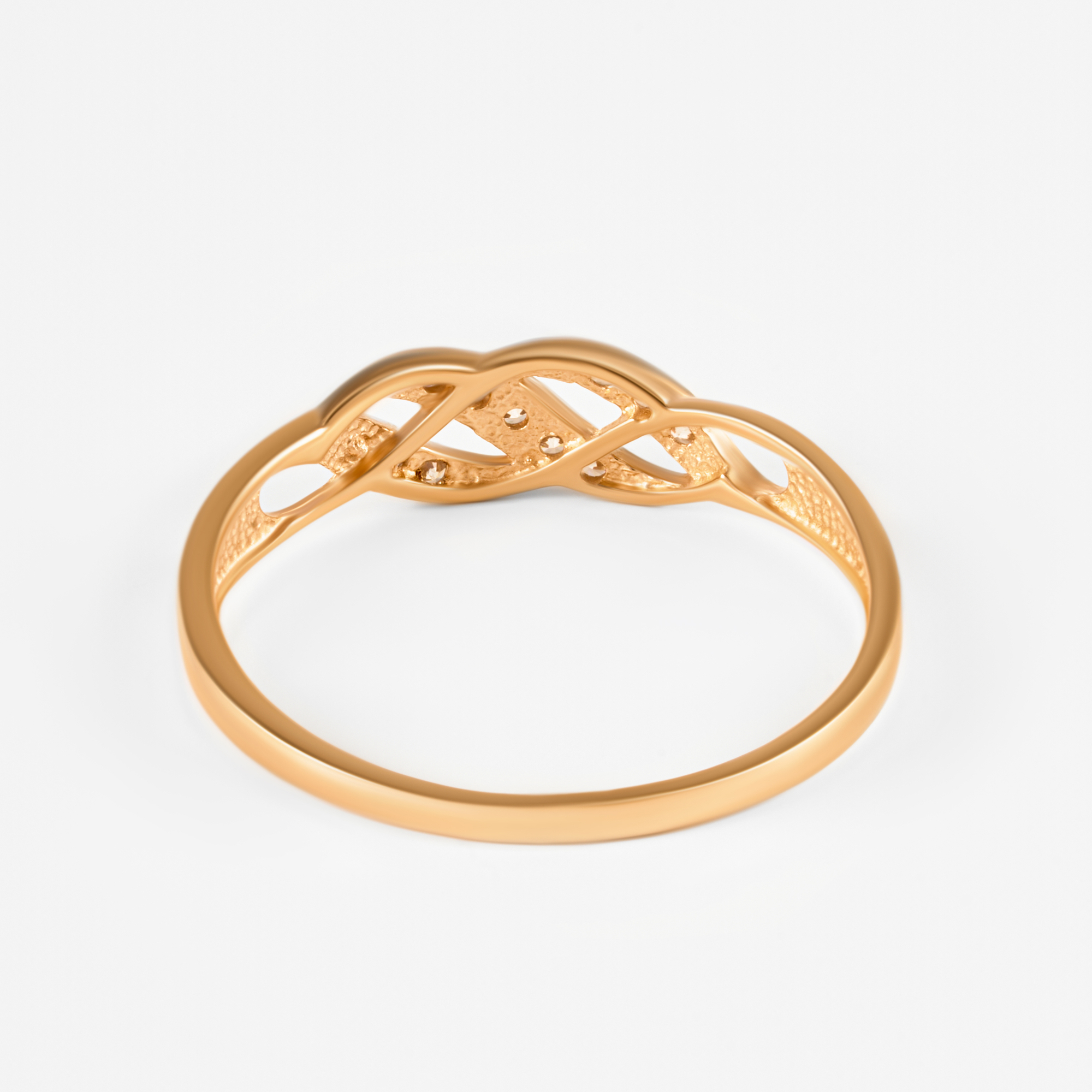 Золотое кольцо Liberty из красного золота 585 пробы  со вставками (фианит) РЫ1758941, размеры от 16 до 21