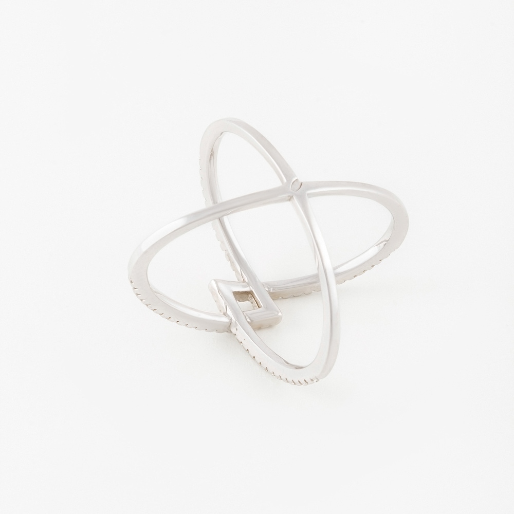 Серебряное кольцо Фреш джеверли  со вставками (фианит) ПУМП-Р00461-Х-В-Х-Х-В, размеры от 16.5 до 18