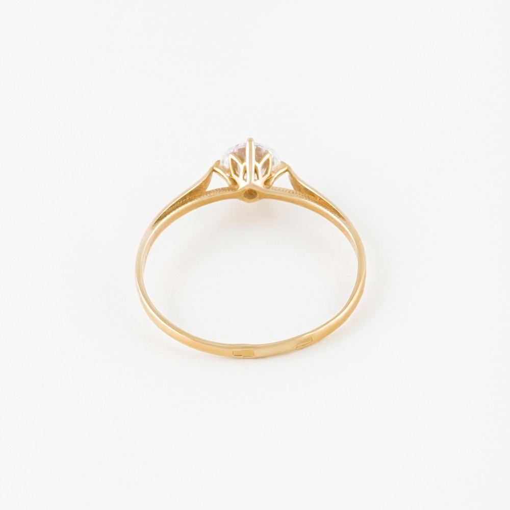 Золотое кольцо Рыбин  из красного золота 585 пробы  со вставками (фианит) РЫ1773441, размеры от 15 до 21