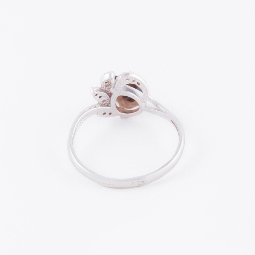 Серебряное кольцо Ювелирные традиции со вставками из полудрагоценных камней (фианит и раухтопаз) ЮИК620-3366ТР, размеры от 17 до 19