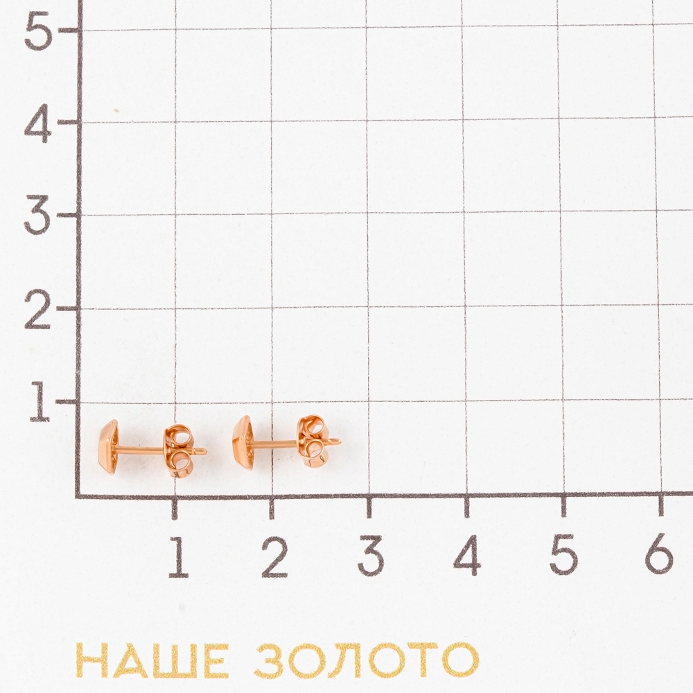 Золотые серьги гвоздики Мостар из красного золота 585 пробы  со вставками (фианит) МЦСГЕ1365