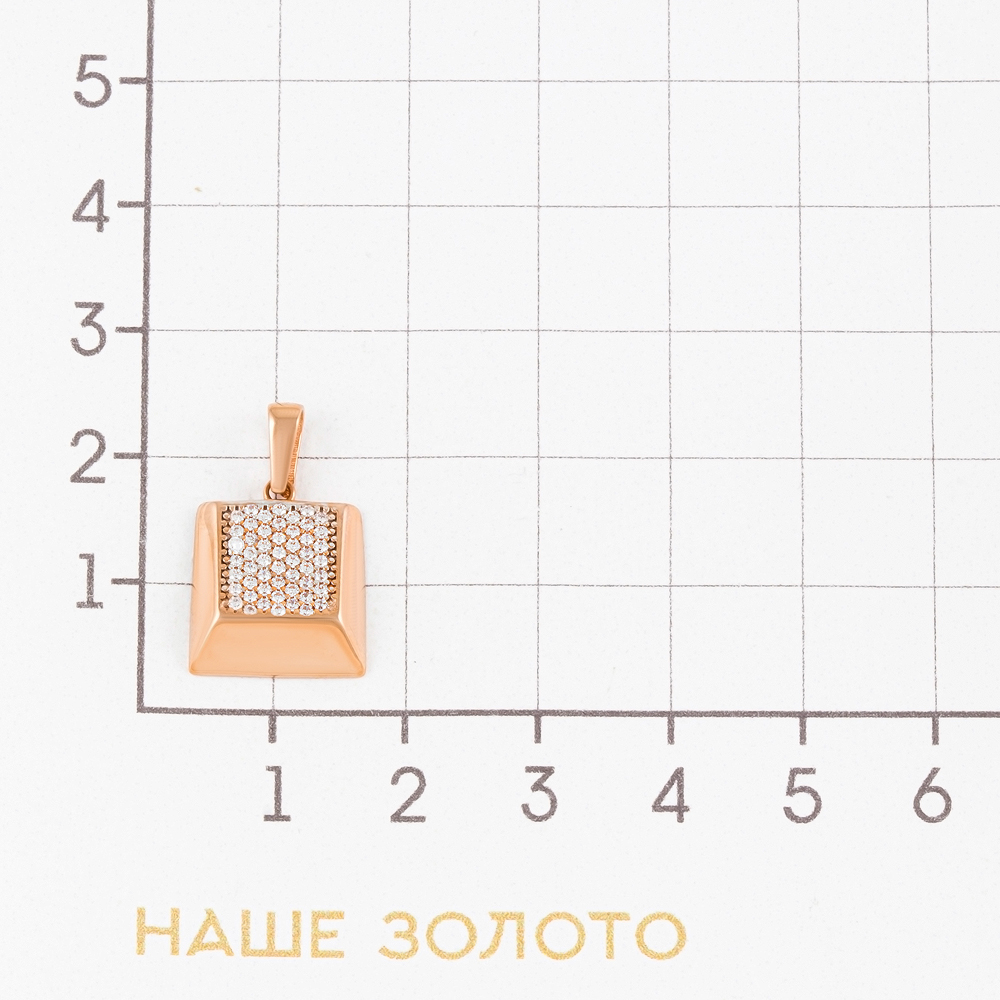 Золотая подвеска Мостар из красного золота 585 пробы  со вставками (фианит) МЦК1114