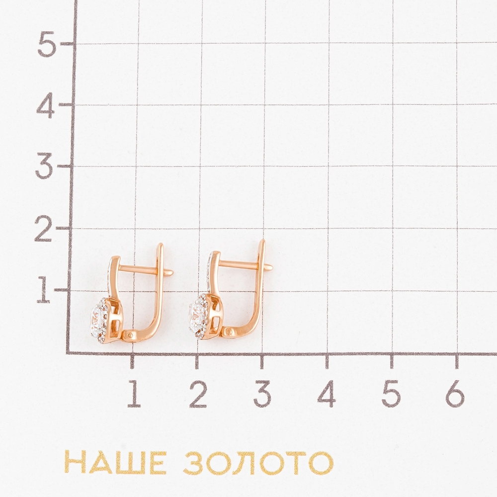 Золотые серьги Лукас голд из красного золота 585 пробы  со вставками (фианит) ЛФЕ01-З-СВ-59517-З