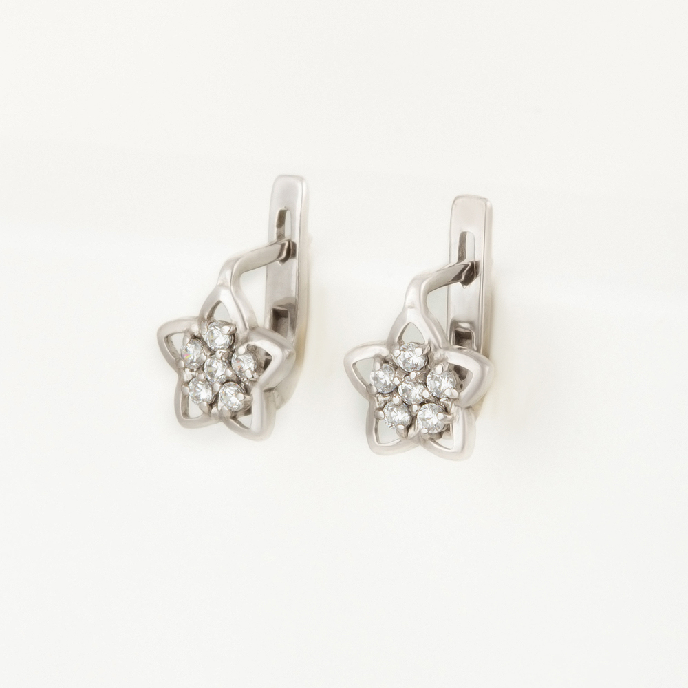 Серебряные серьги детские Мидас-пермь  со вставками (фианит) 4МС368