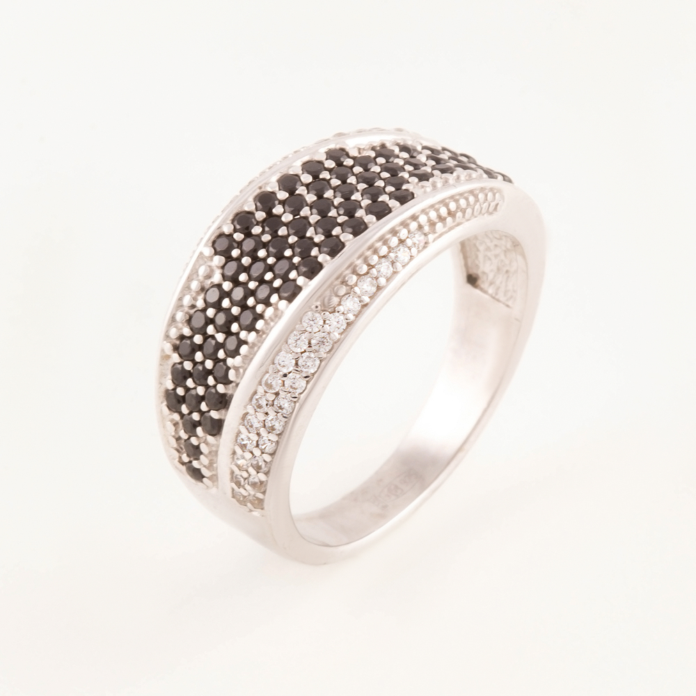 Серебряное кольцо Бархат  со вставками (фианит) БХК-07, размеры от 17 до 20