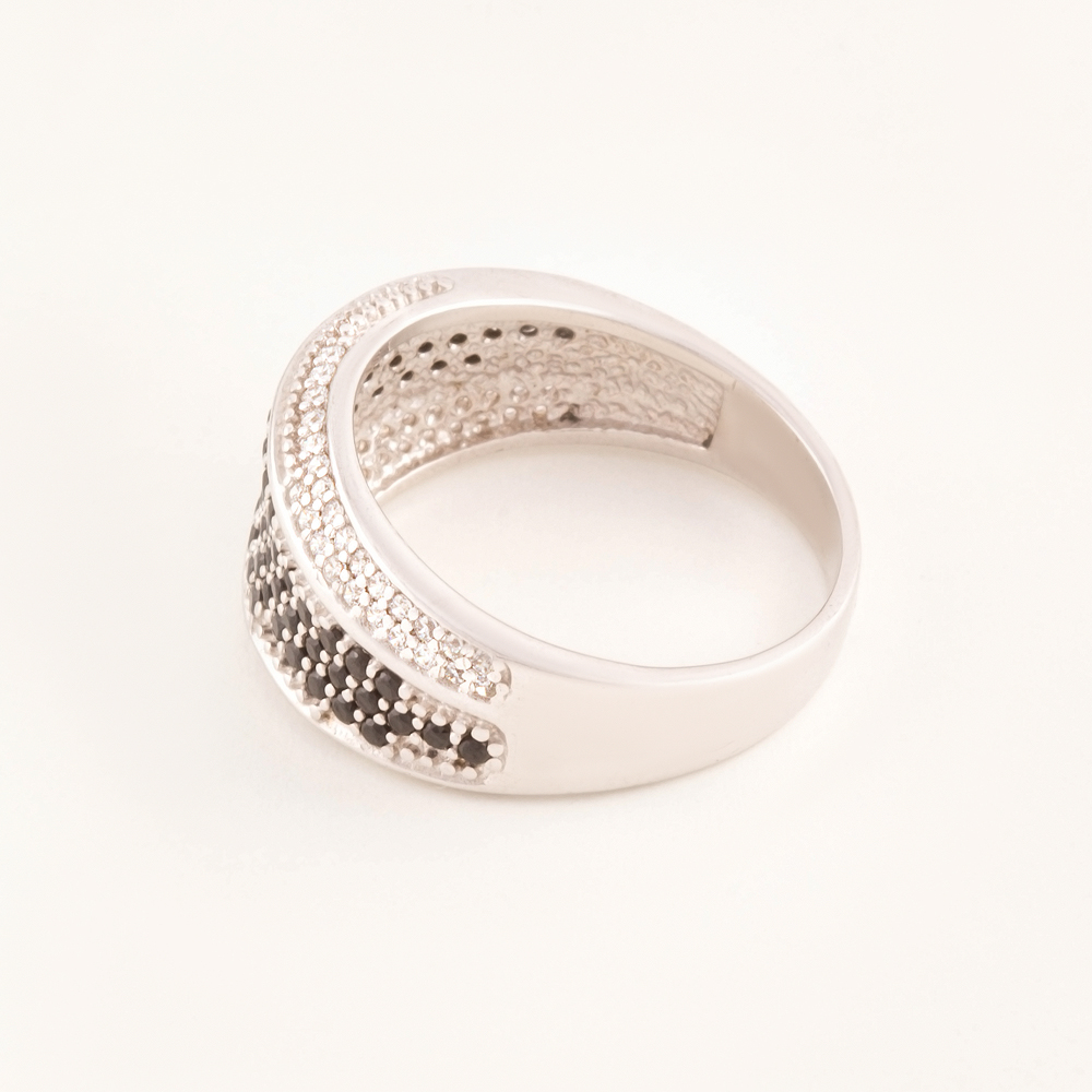Серебряное кольцо Бархат  со вставками (фианит) БХК-07, размеры от 17 до 20