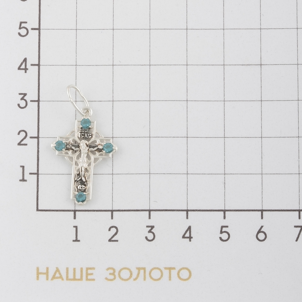 Серебряный крест Вознесенский  со вставками (фианит) 6В3-076-3