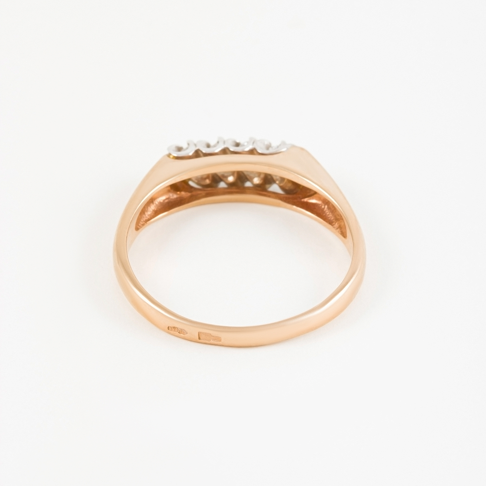 Золотое кольцо Берег из красного золота 585 пробы  со вставками (фианит) 2БКЗ5К.1-01-0010-01, размеры от 18 до 18