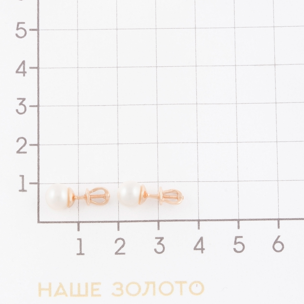 Золотые серьги гвоздики Прима эксклюзив из красного золота 585 пробы  со вставками () ПЭ2901002К