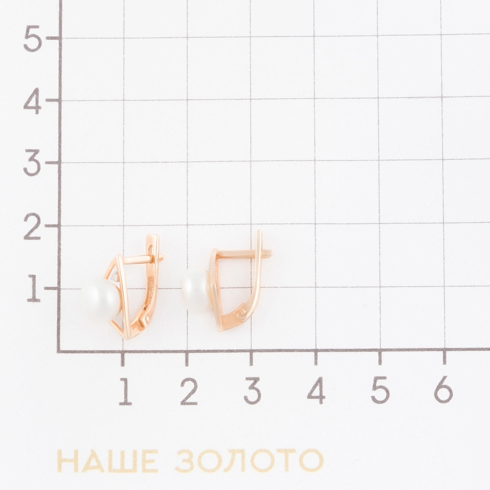 Золотые серьги Прима эксклюзив из красного золота 585 пробы  со вставками ( и фианит) ПЭ2901835Р