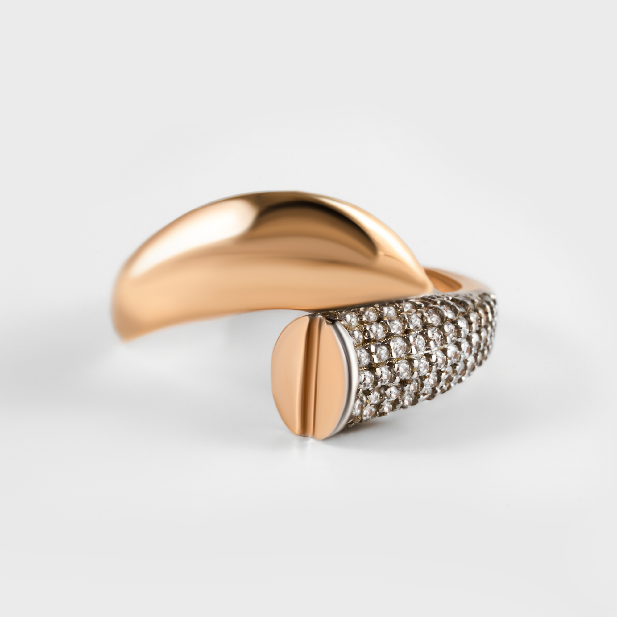 Золотое кольцо Жасмин из красного золота 585 пробы  со вставками (фианит) ЖНМСЦР160023-РВ, размеры от 17 до 19