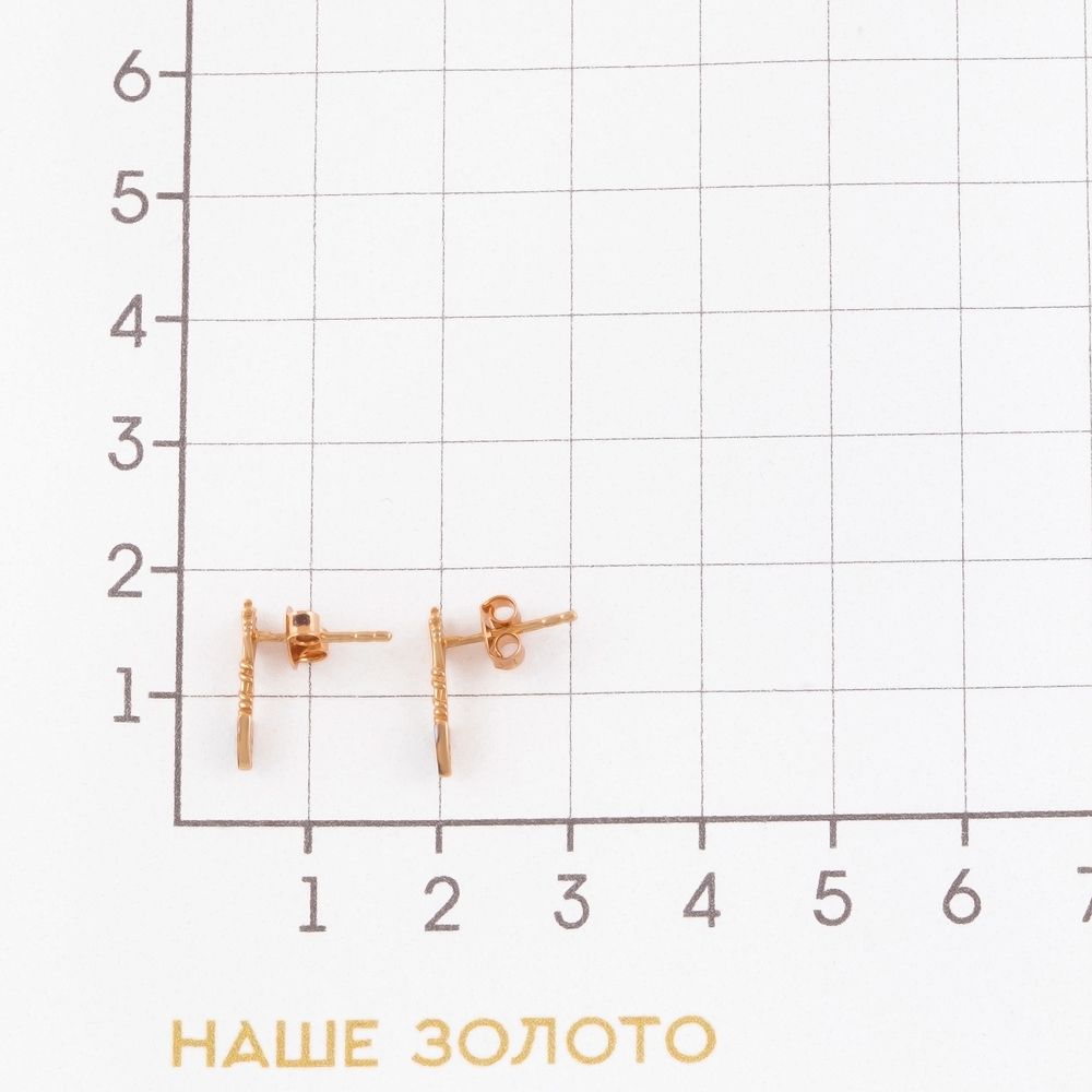 Золотые серьги гвоздики Жасмин из красного золота 585 пробы  со вставками (фианит) ЖН13У20-МСЕ0082/1-Р-ЦЗ
