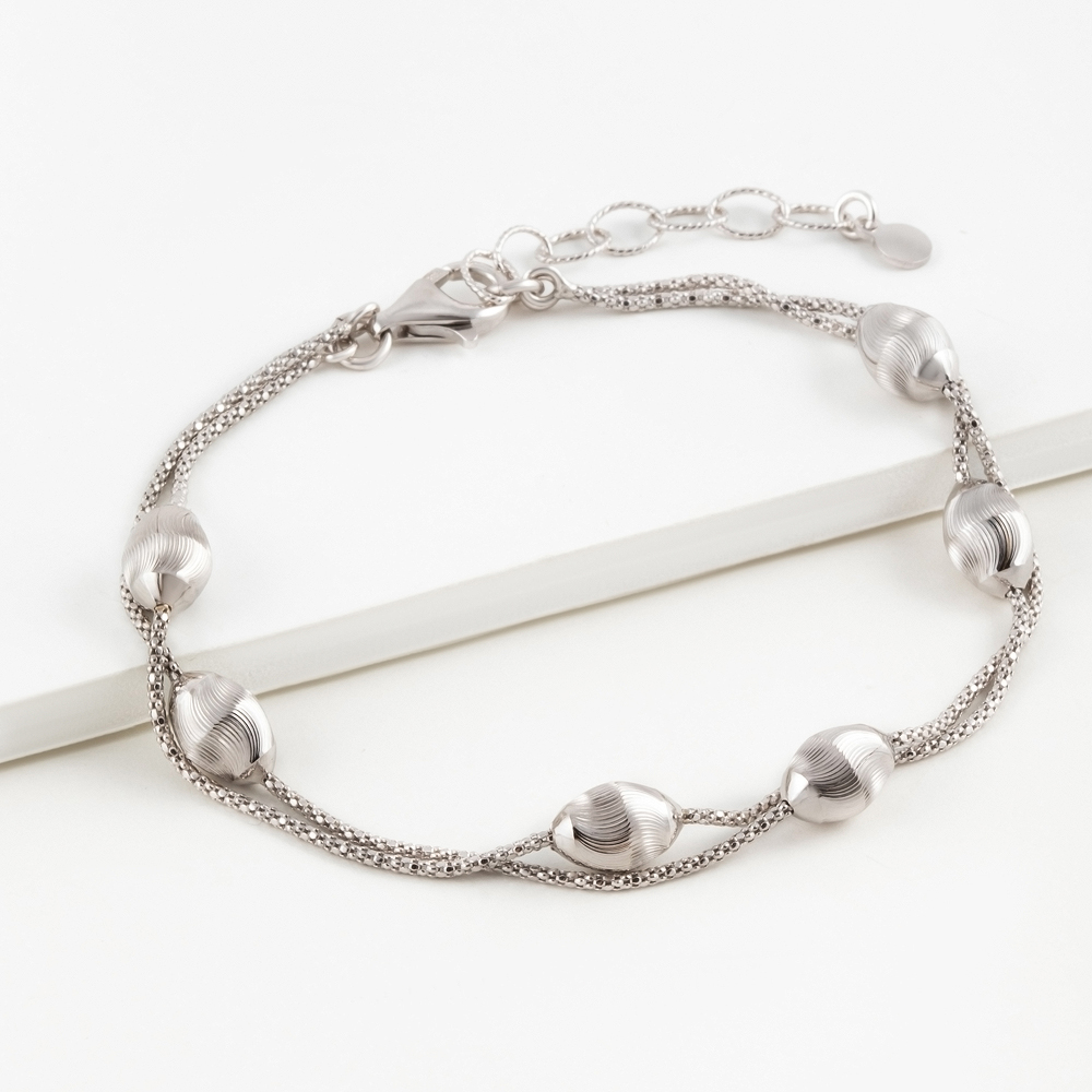 Серебряный браслет с шариками серебра 000-366698 | Купить в рассрочку в ...