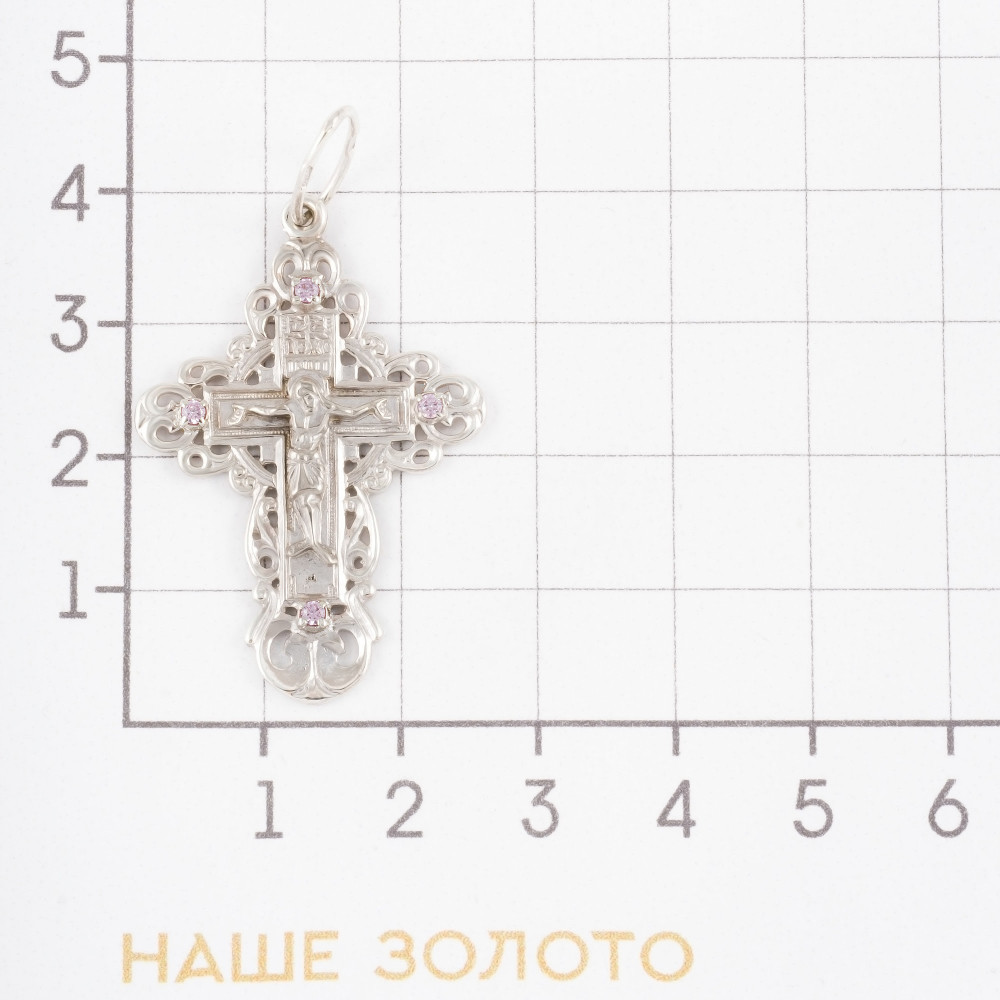 Серебряный крест Вознесенский  со вставками (фианит) 6В3-044-8