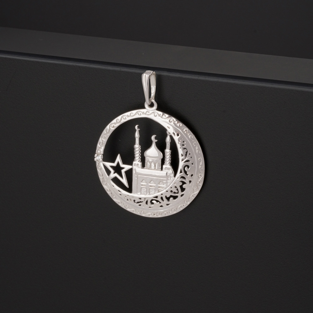 Серебряная мечеть Золотая подкова  со вставками (фианит) ЯВ851063С