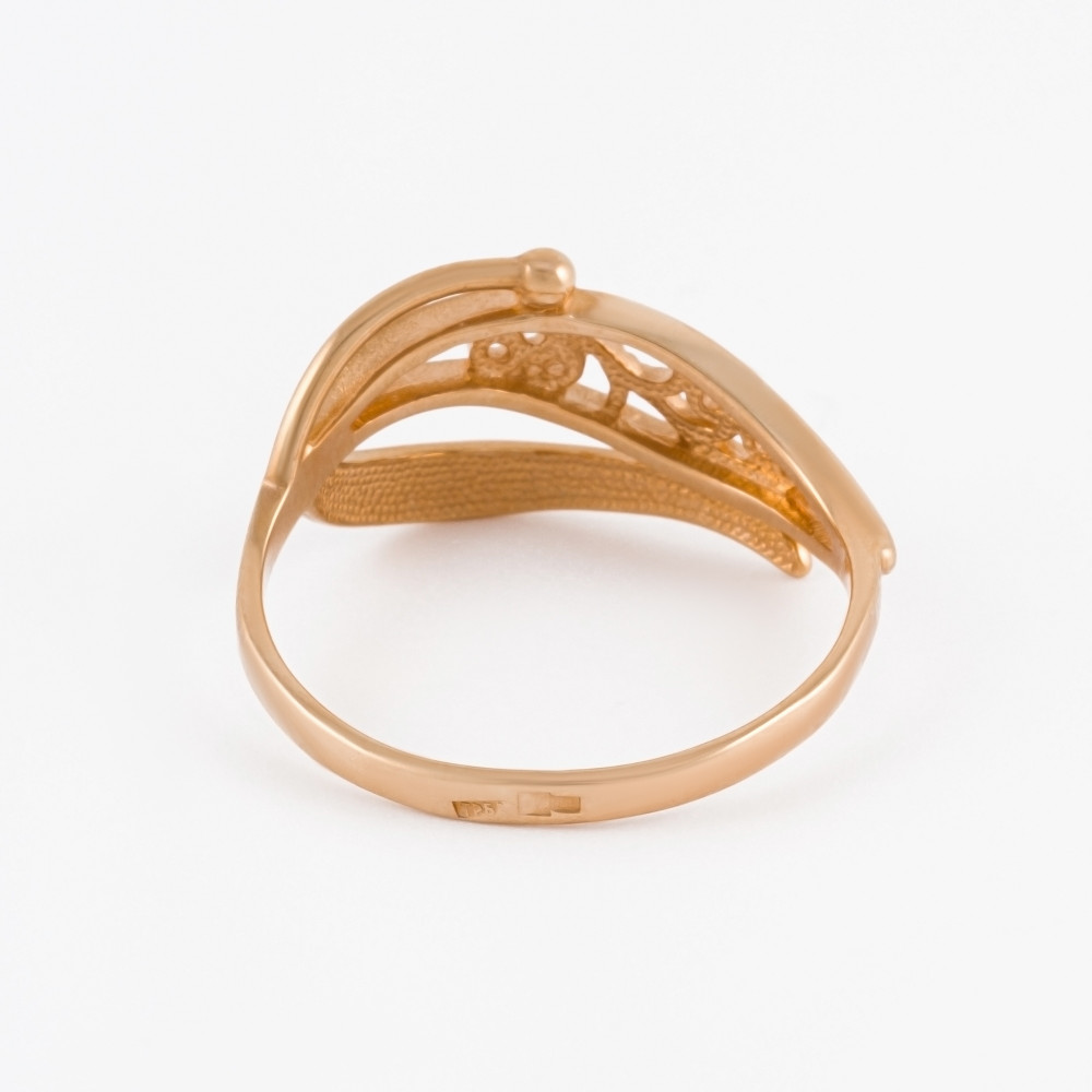 Золотое кольцо Берег из красного золота 585 пробы  со вставками () 2БКЗ5К-00-1119-01, размеры от 16 до 21