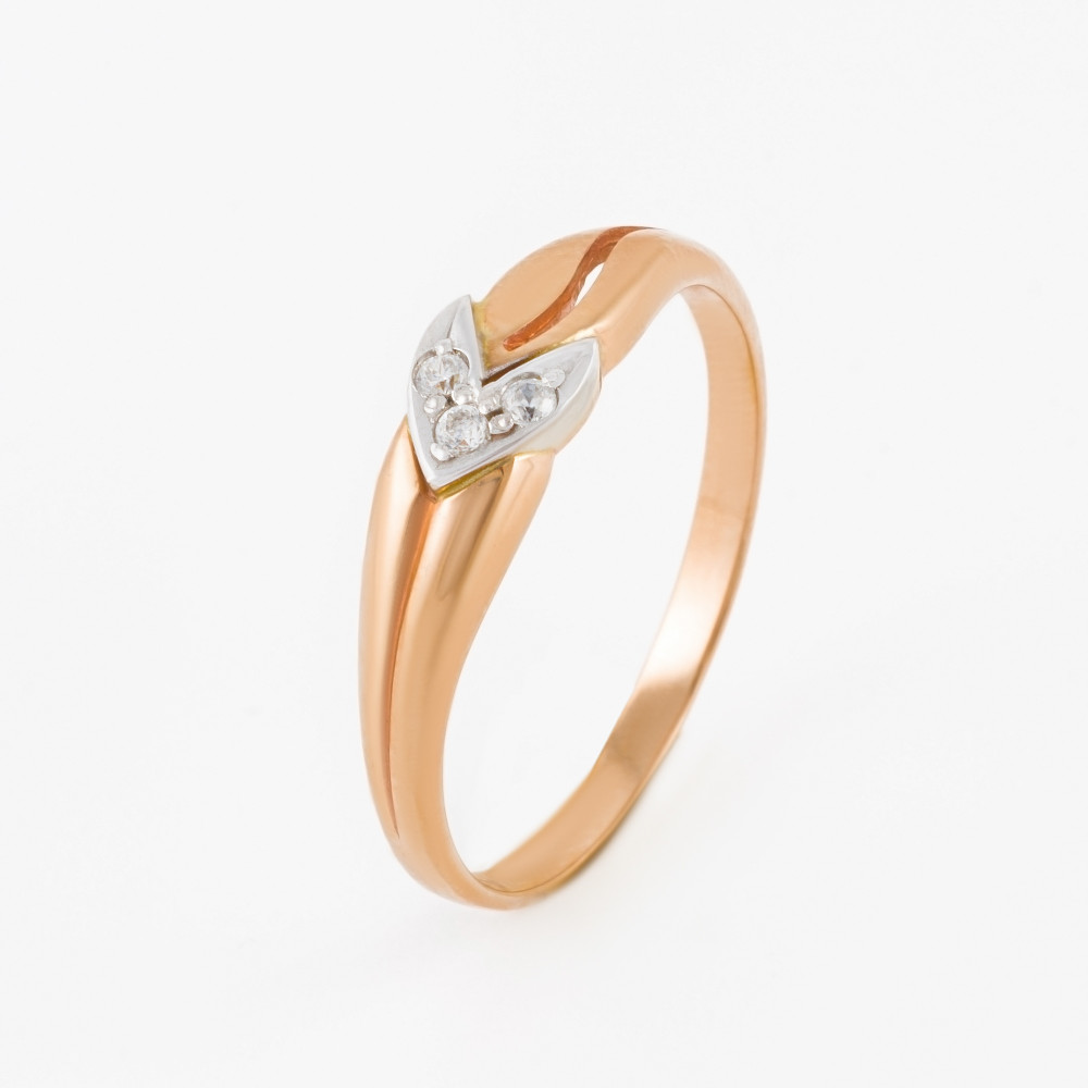 Золотое кольцо Берег из красного золота 585 пробы  со вставками (фианит) 2БКЗ5К.1-01-0112-01, размеры от 17.5 до 20