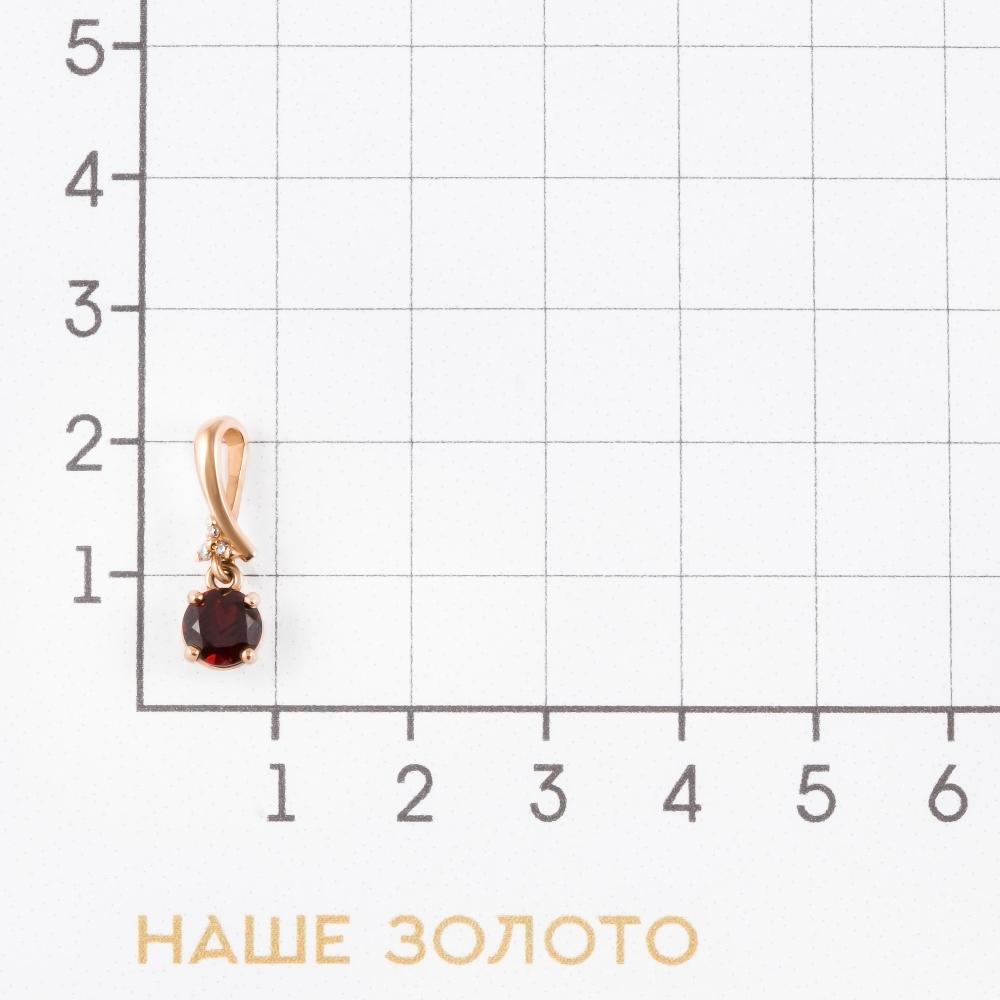 Золотая подвеска New gold из красного золота 585 пробы со вставками из полудрагоценных камней (гранат и фианит) НЮ10200030280гр
