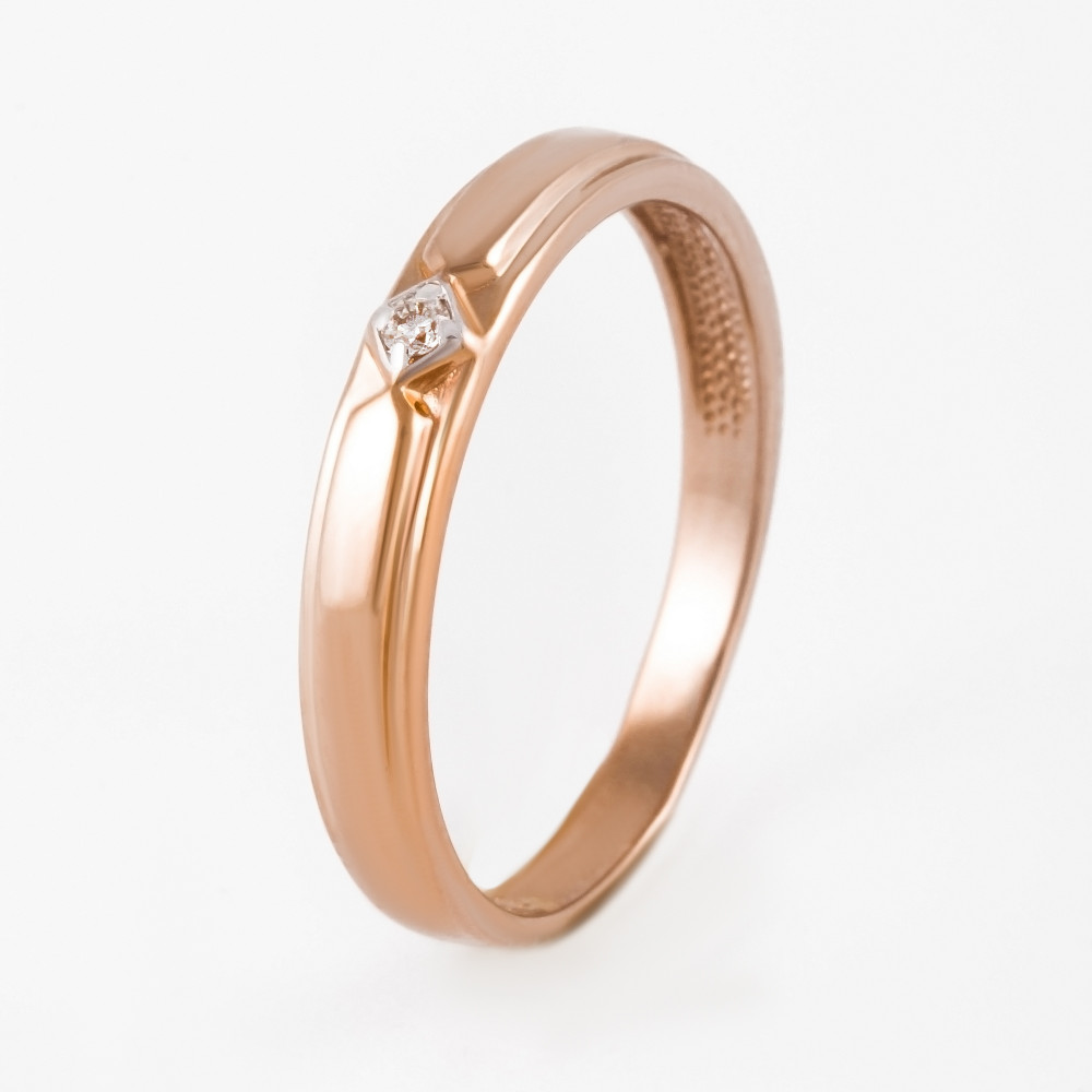Золотое кольцо обручальное Efremof из красного золота 585 пробы со вставками из драгоценных камней (бриллиант) ЮПК1313276, размеры от 15.5 до 21